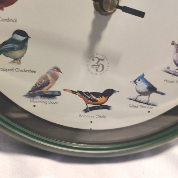 The Original Singing Bird Clock 25th Anniversary Edition Green 8.5" Tested VIDEO - Picture 5 of 17